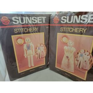 William Groom Grace Bride Dolls Sunset Stitchery 18" 2852 2853 B35